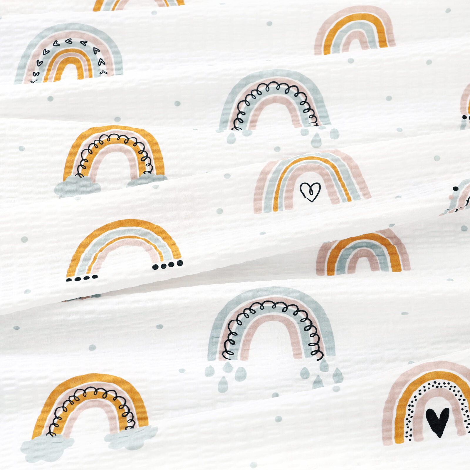 Katoenen crêpe - Geschilderde regenbogen