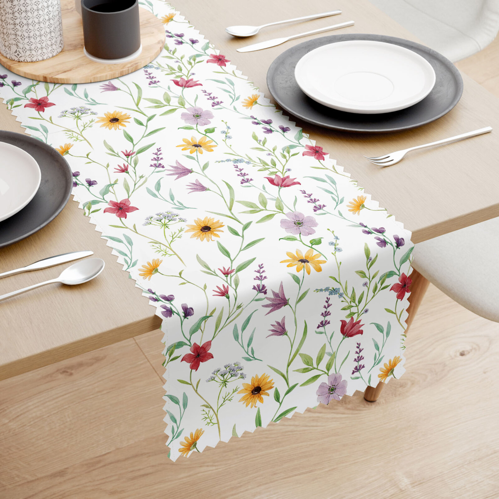 Tafelloper teflon - Kleurrijke lentebloemen