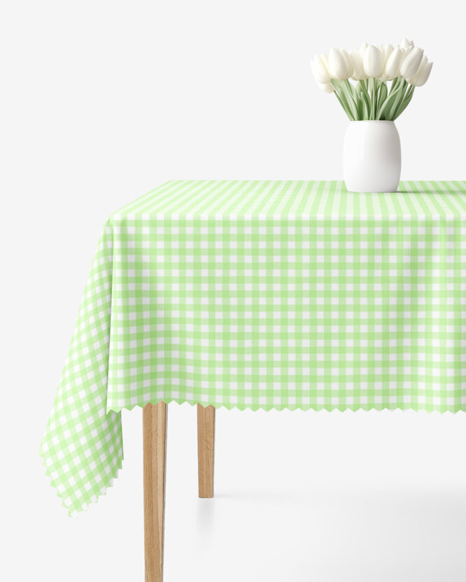 Hoekig teflon tafelkleed - Groene ruitjes