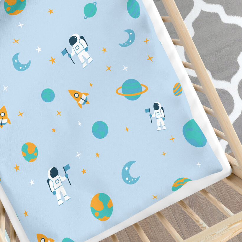 Katoenen beddengoed voor een babybedje - Astronauten in de ruimte