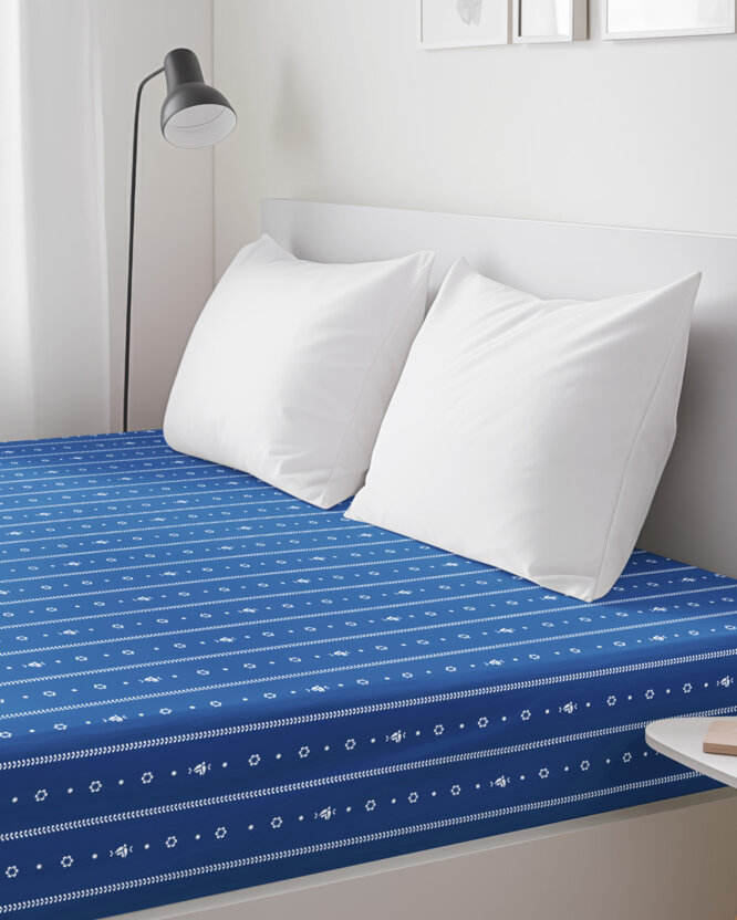 Katoenen hoeslaken - Na mú dušu op blauw