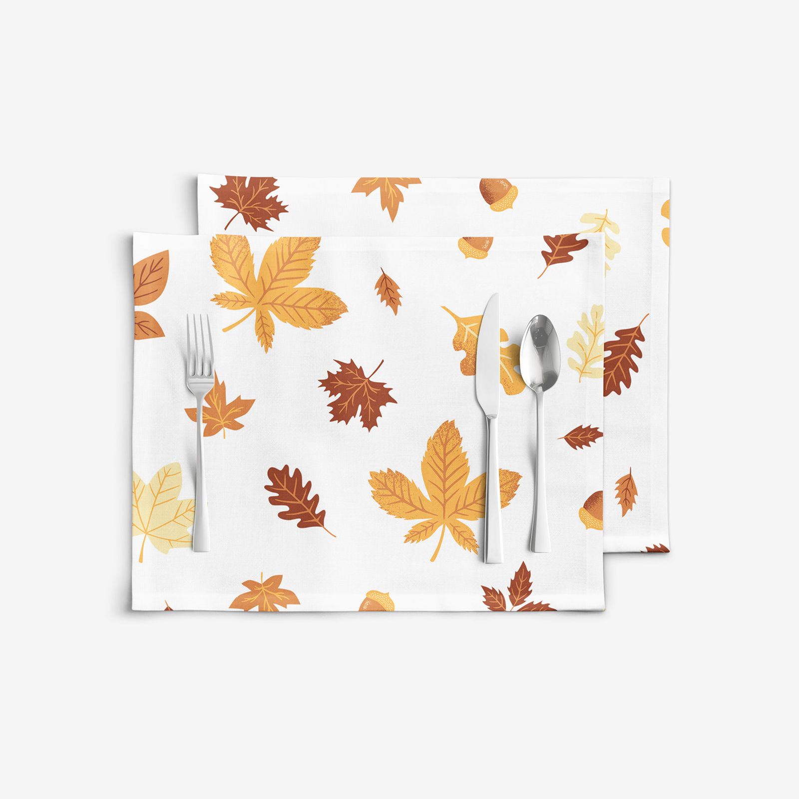 Placemat voor op tafel 100% katoen renforcé - Herfstbladeren - set van 2 stuks