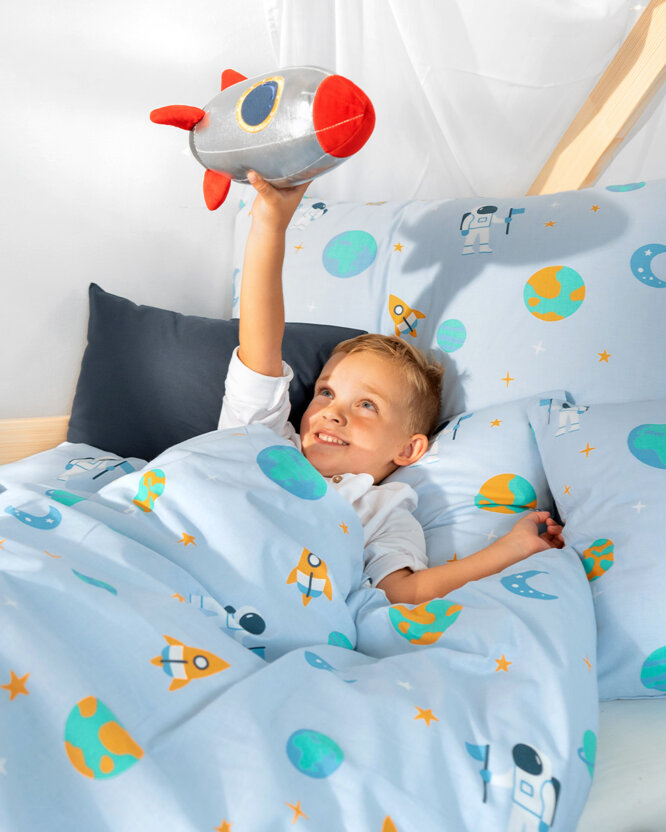 Katoenen beddengoed voor kinderen - Kosmonauten in de ruimte