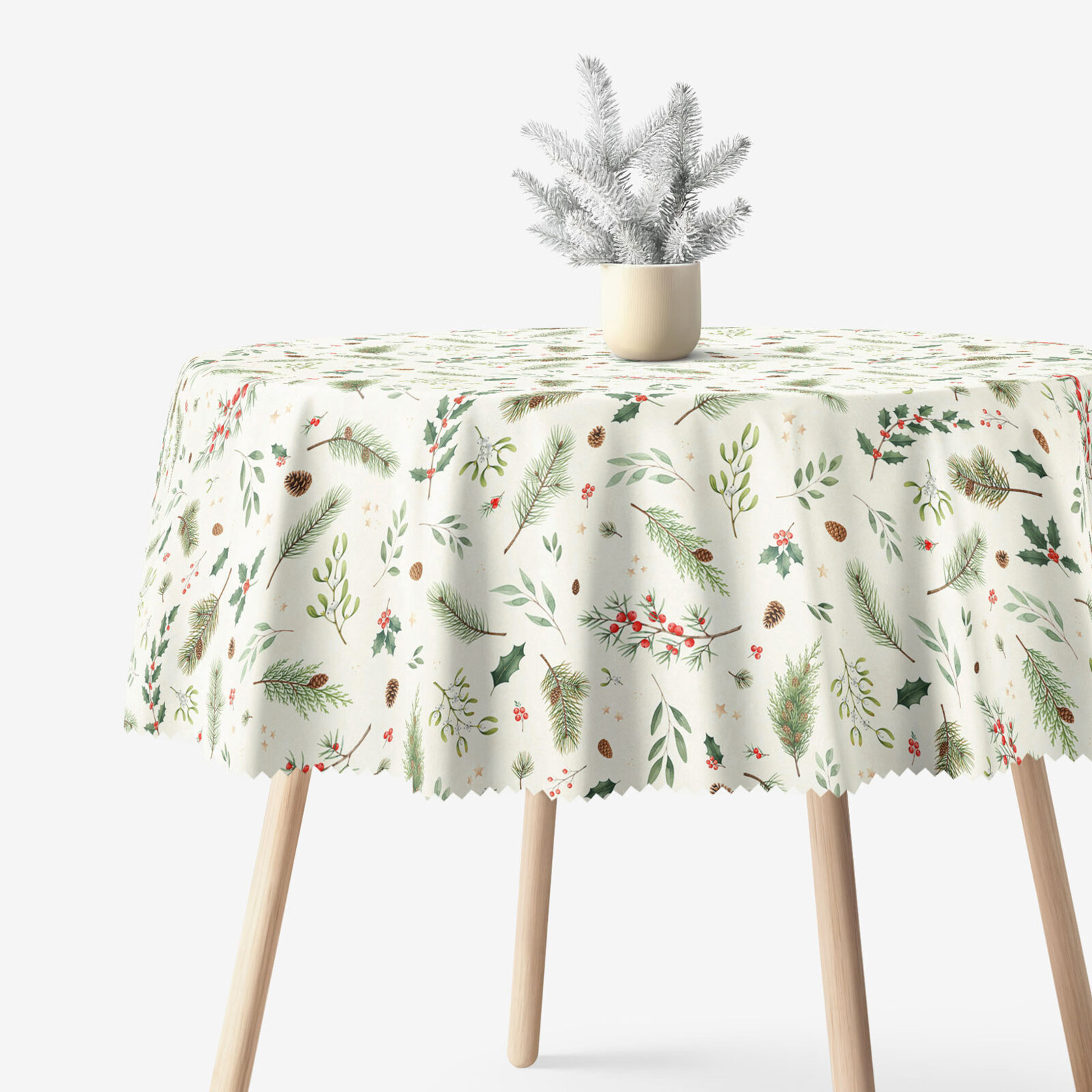Rond teflon tafelkleed - Winters takjes