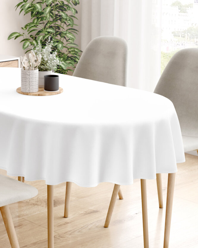 Ovaal tafelkleed 100% katoen renforcé - wit