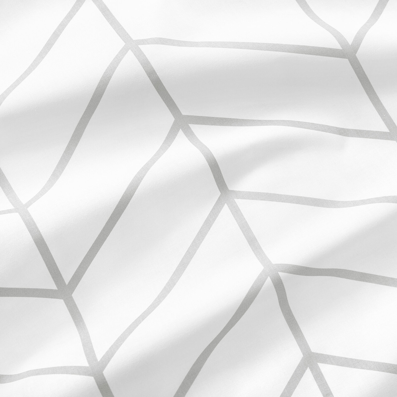 Katoenen beddengoed - Grijs zigzag op wit