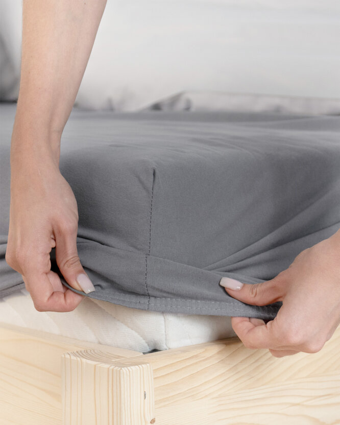Jersey elastisch laken - donkergrijs
