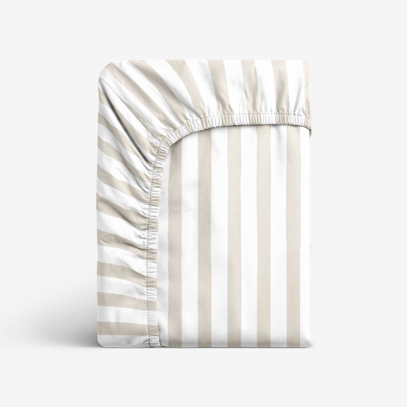 Katoenen hoeslaken - Latte streepjes