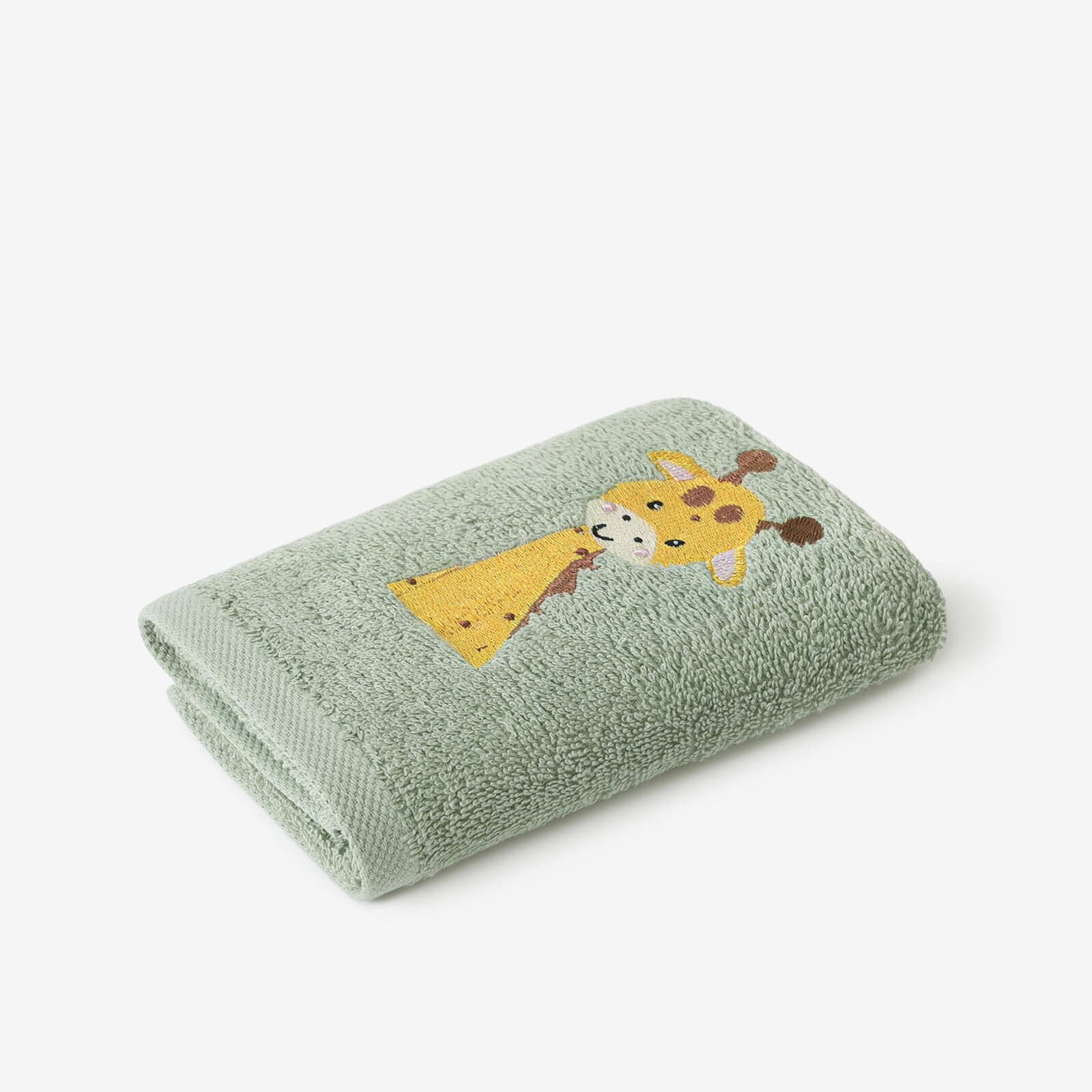 Badstof handdoek voor kinderen - Giraf op saliegroen