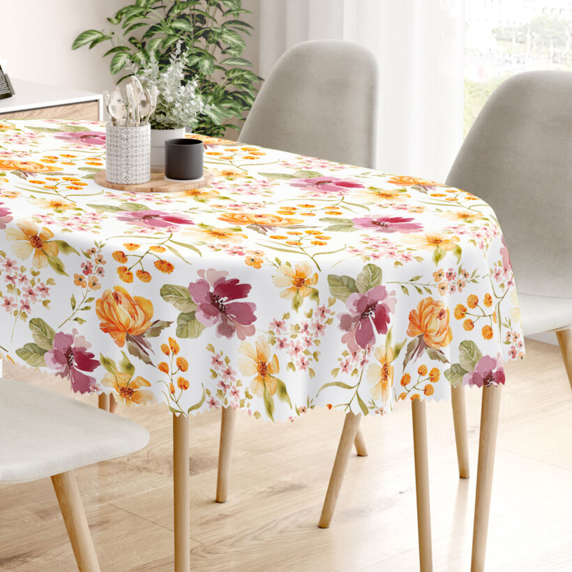 Ovaal teflon tafelkleed - Hibiscus bloemen