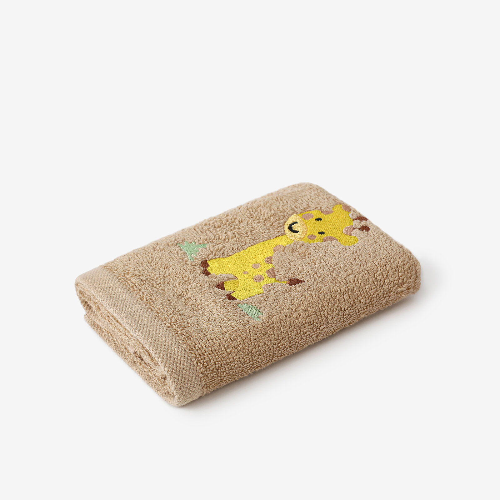 Kinder badstof handdoek - Giraffe op bruin