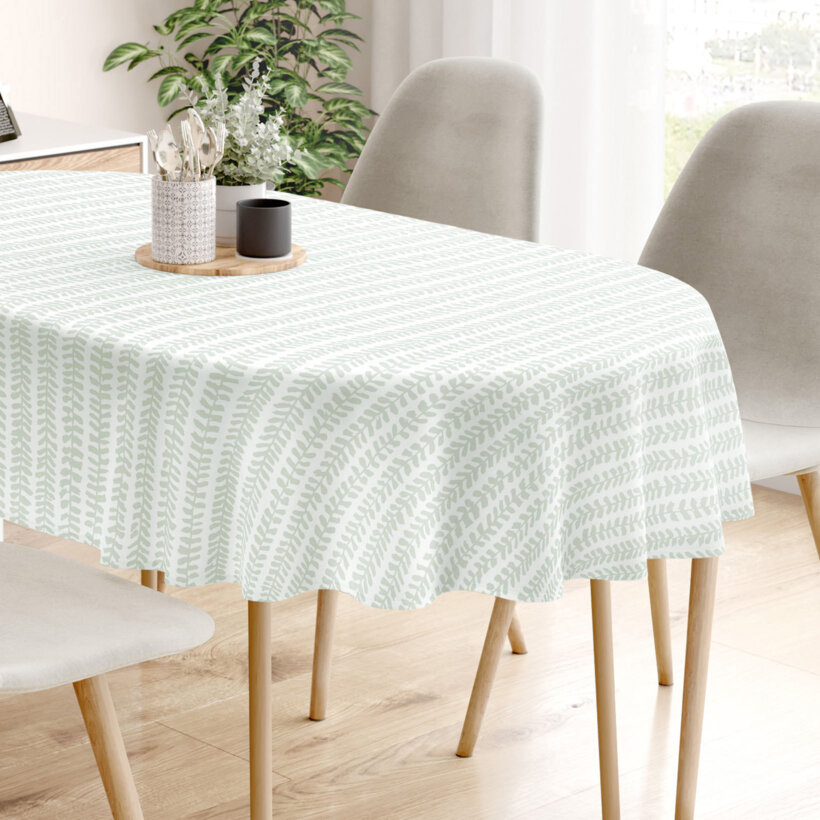 Ovaal tafelkleed 100% katoen renforcé - Scandinavische blaadjes