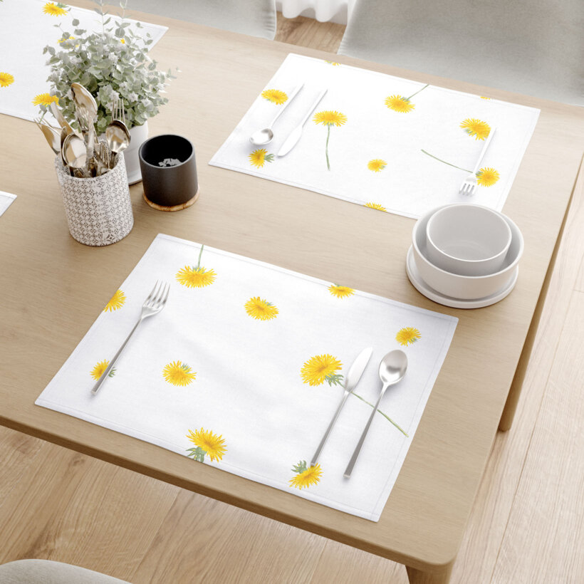 Placemat voor op tafel 100% katoen renforcé - Paardenbloemen - set 2 stuks
