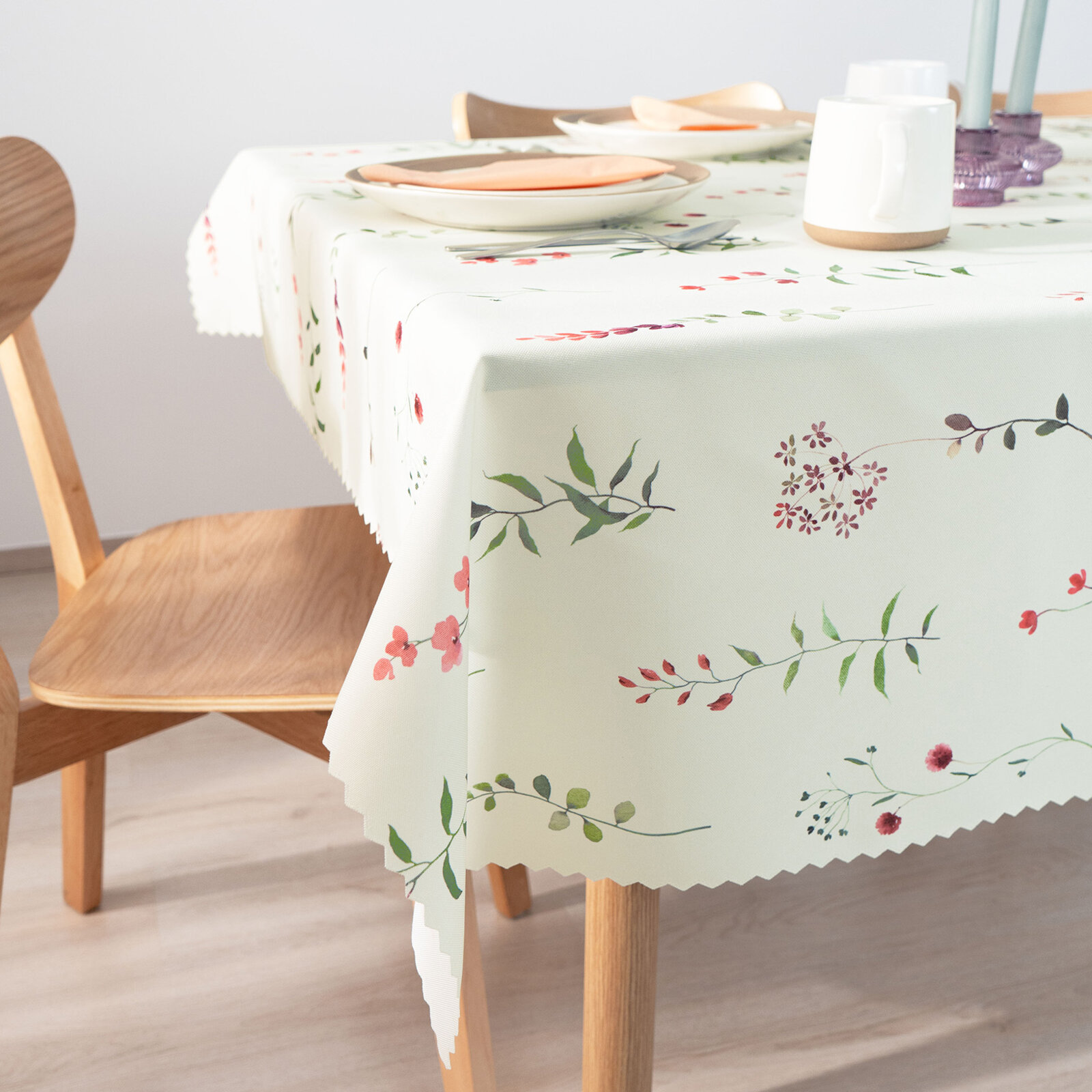 Hoekig teflon tafelkleed - Veldbloemen