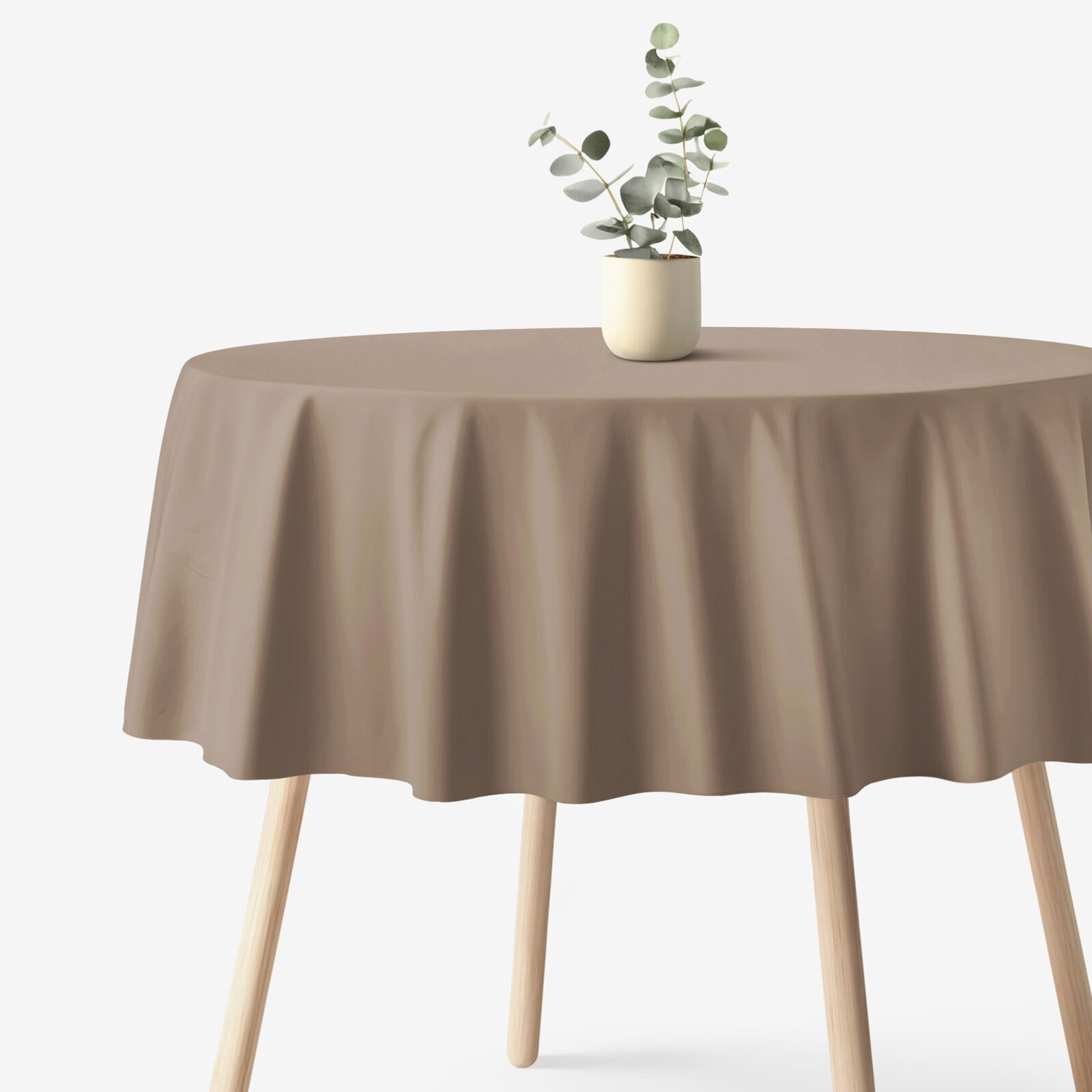 Rond tafelkleed 100% katoen renforcé - koffiebruin