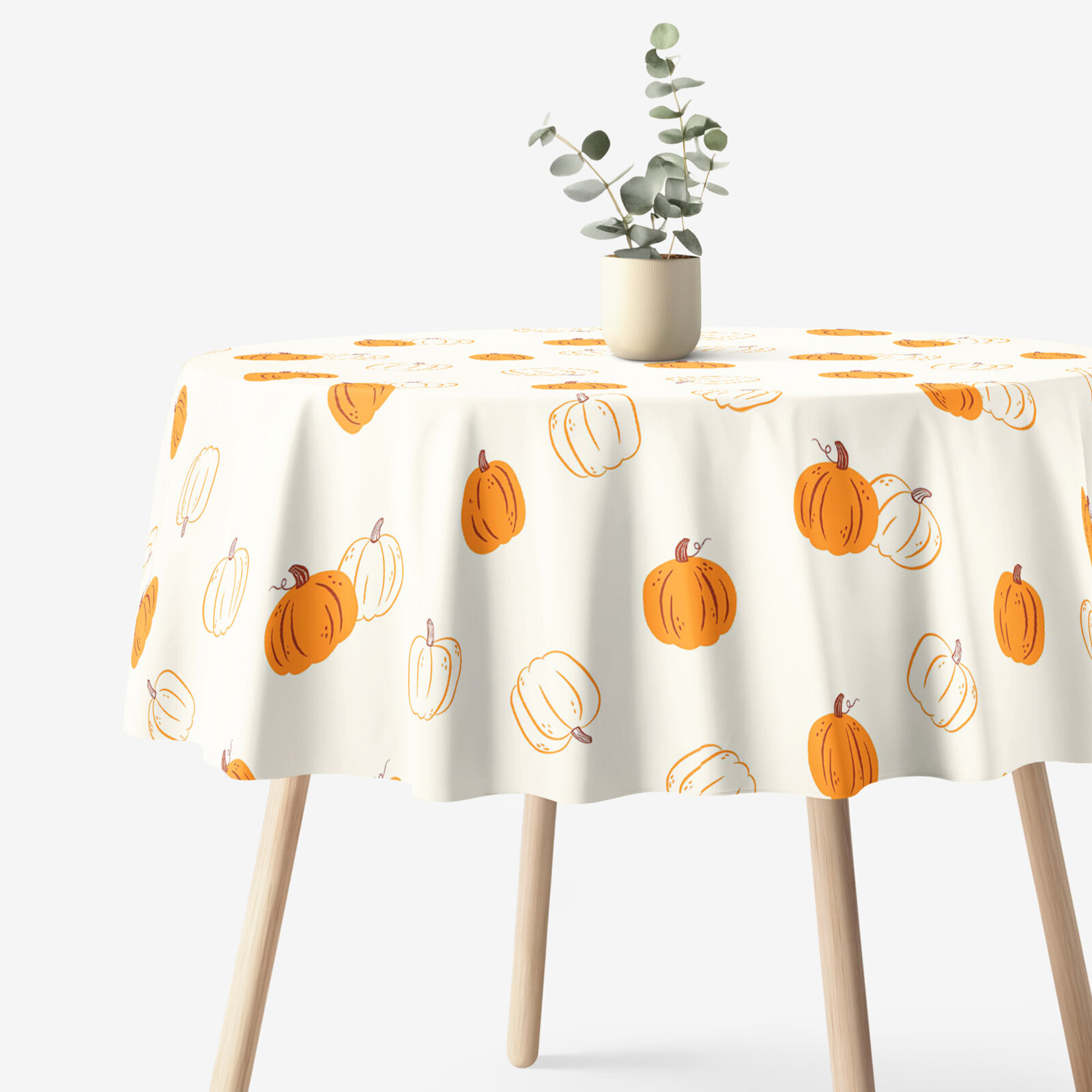 Rond tafelkleed 100% katoen renforcé - Herfst pompoen