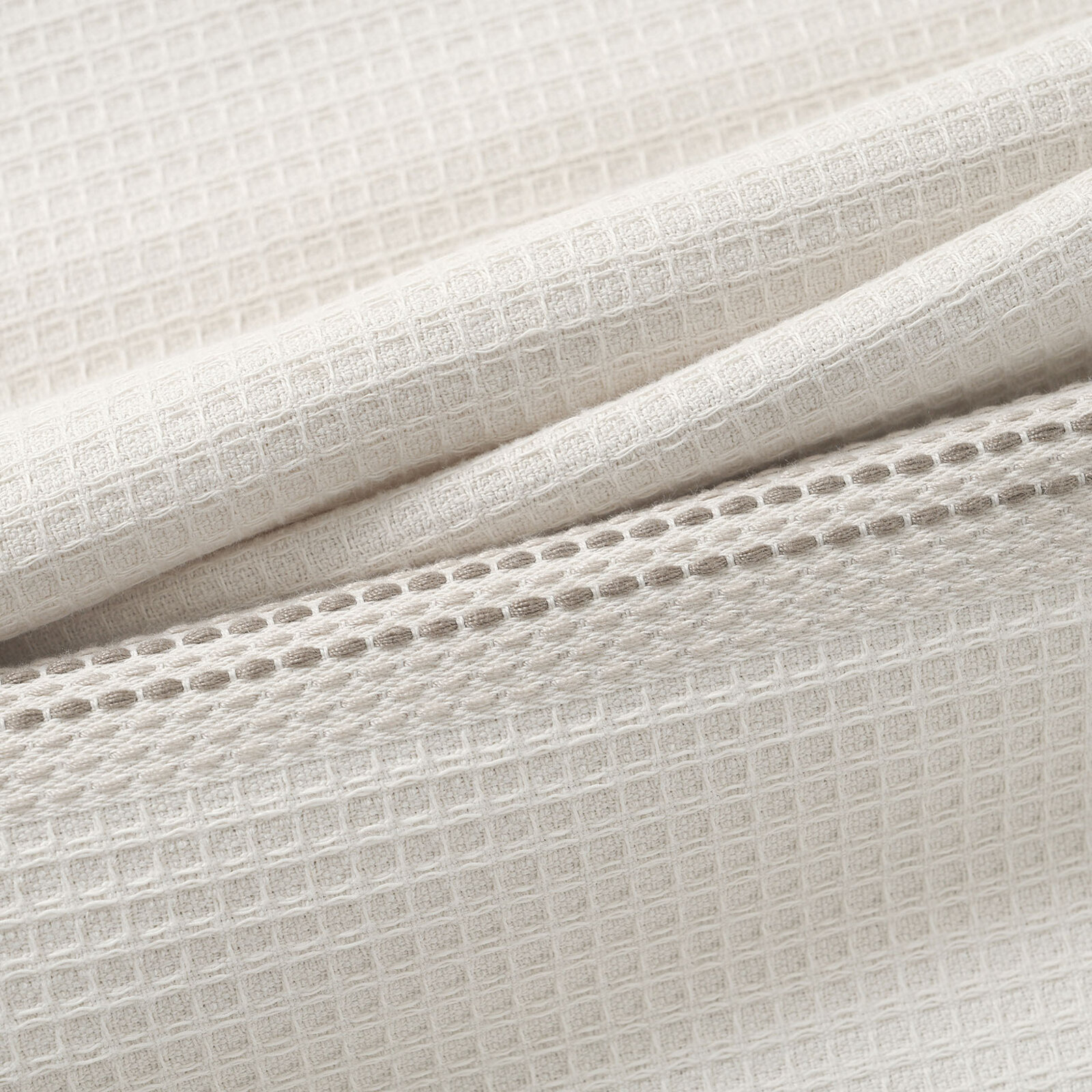 Keuken wafeldoek theedoek met border - beige