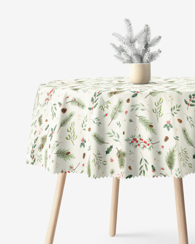 Rond teflon tafelkleed - Winters takjes