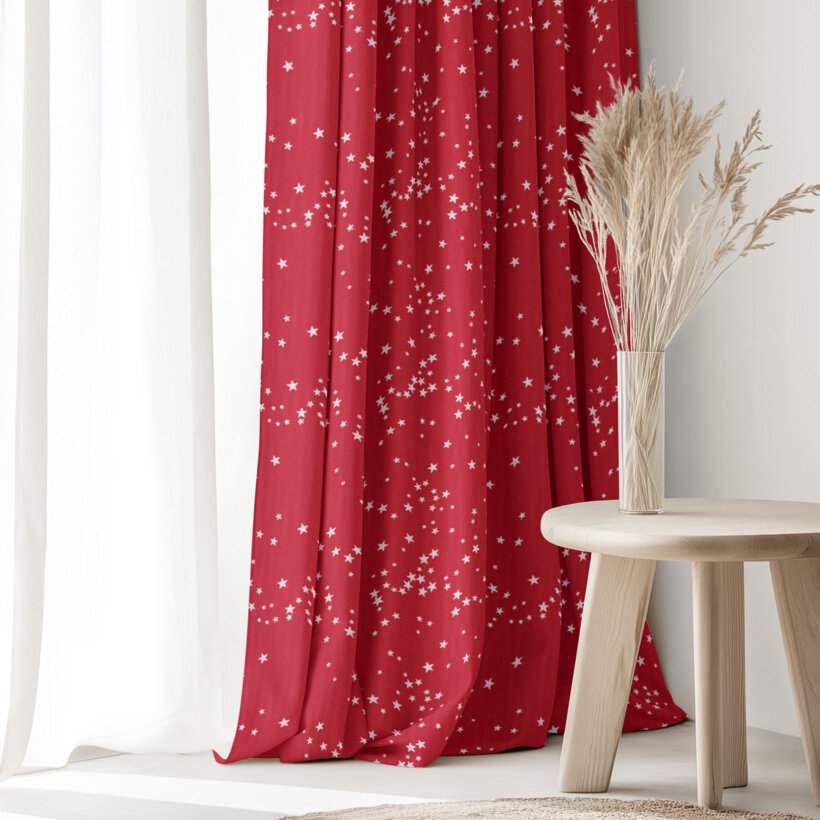 Decoratief gordijn Valencia - Sterretjes op rood