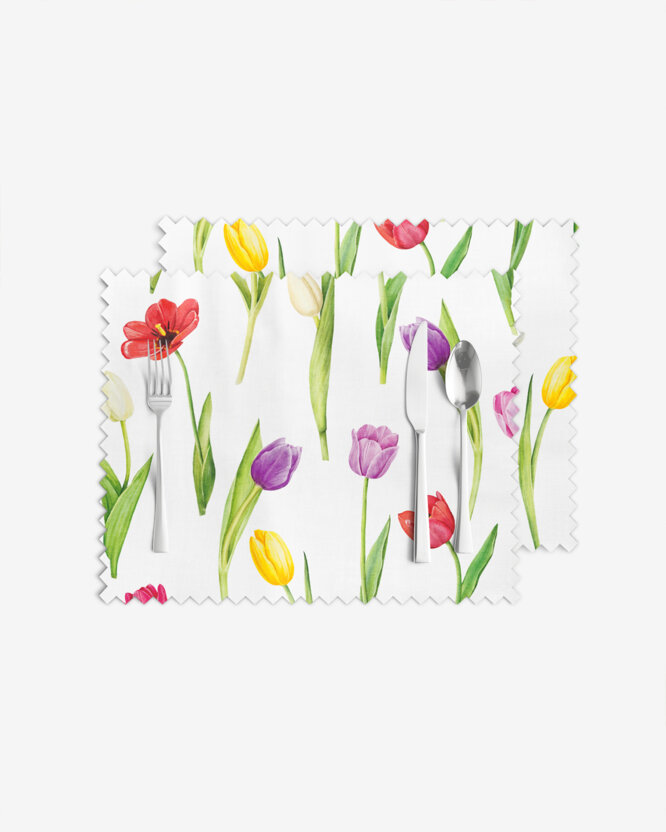 Teflon placemat voor op tafel - Gekleurde tulpen - set 2 stuks