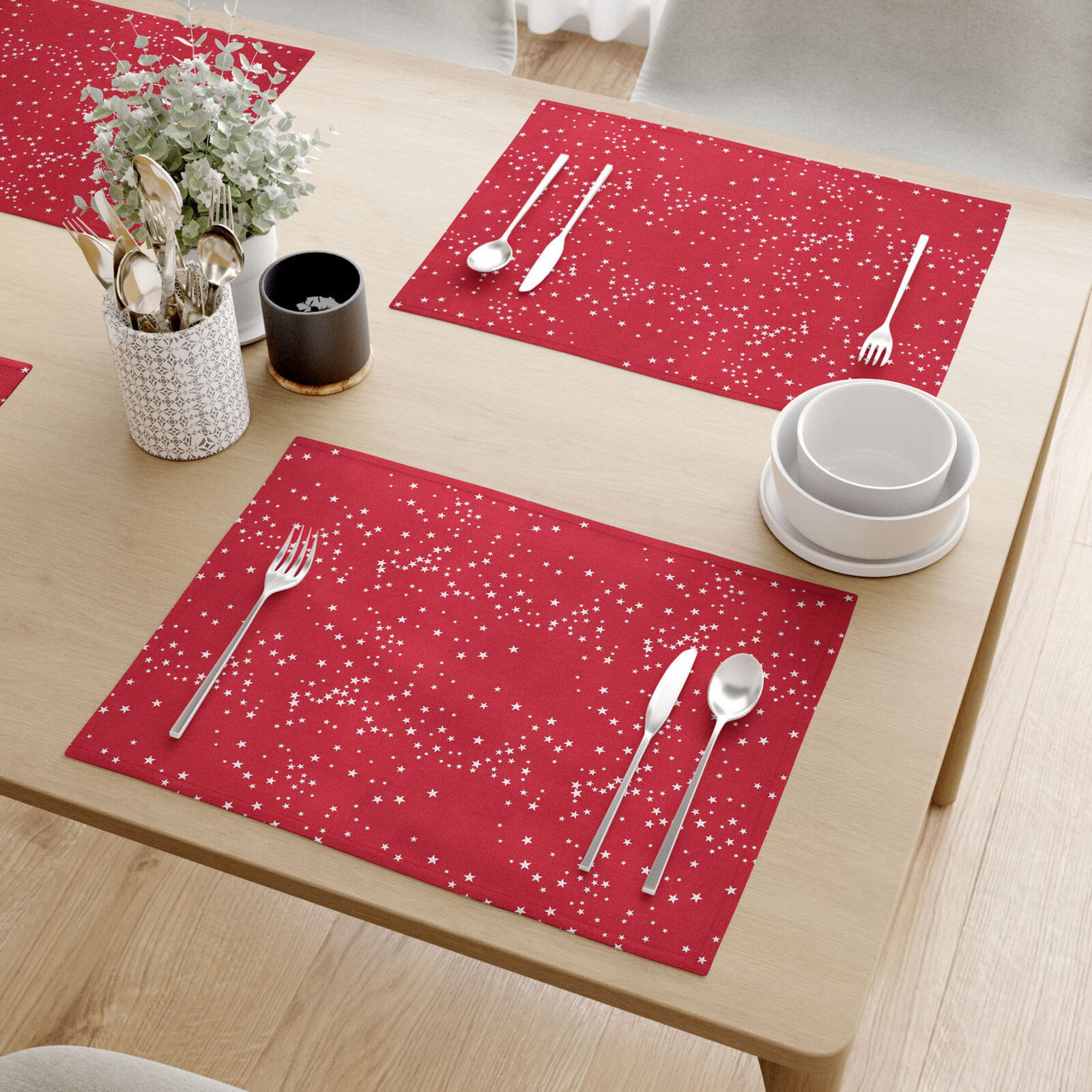 Tafelplacemat Valencia - Sterretjes op rood - set 2 stuks