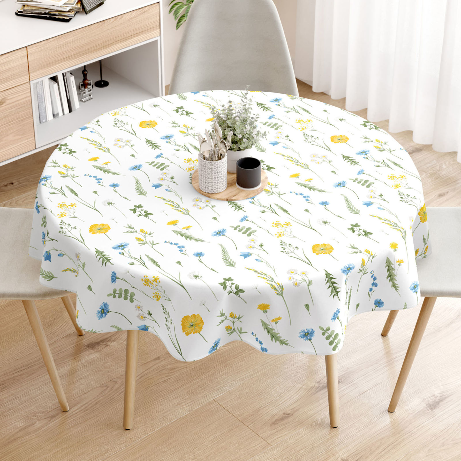 Rond tafelkleed 100% katoen renforcé - Tsjechische weide