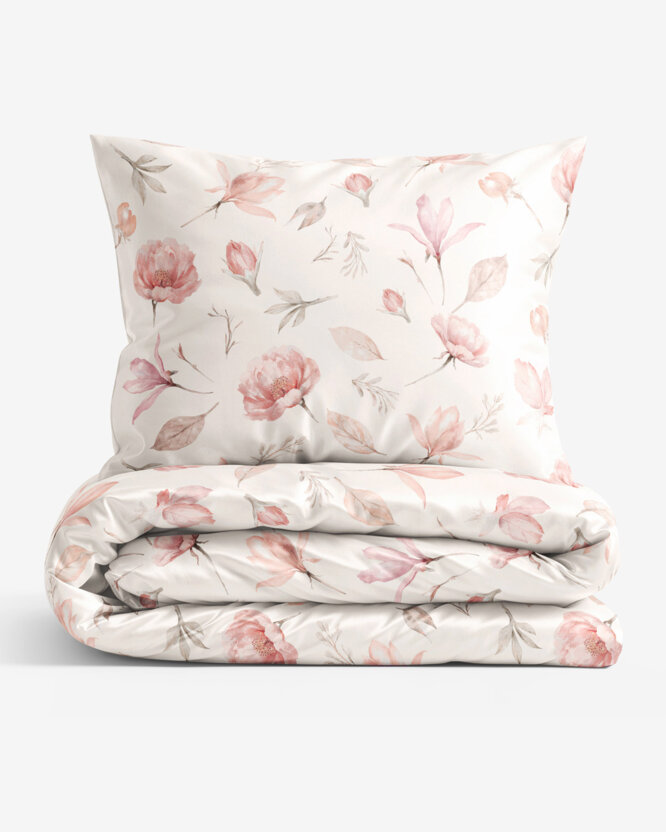 Beddengoed van katoensatijn - Bloeiende magnolia