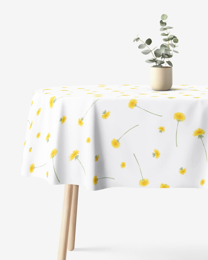 Ovaal tafelkleed 100% katoen renforcé - Paardenbloemen
