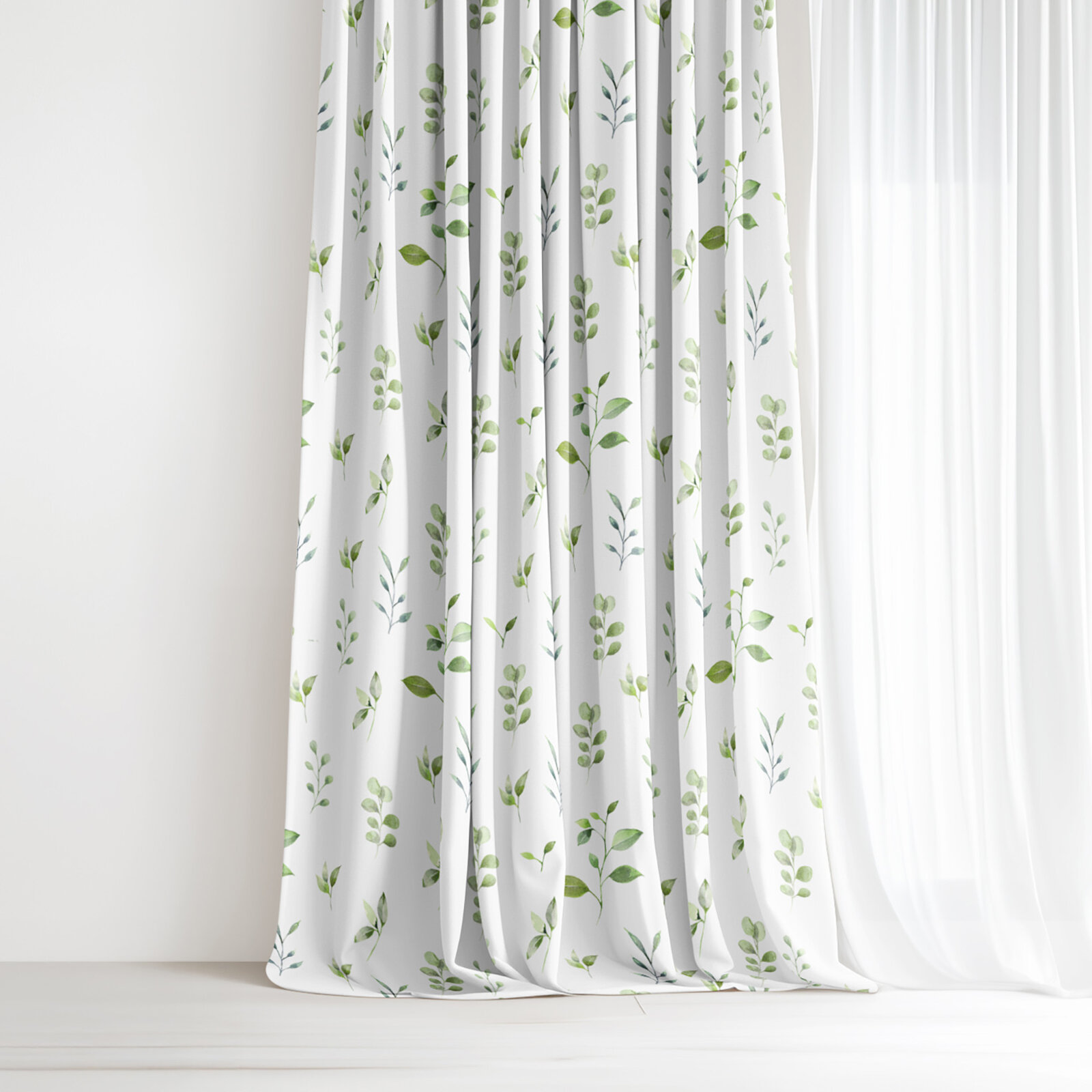 Decoratief gordijn Luca - Eucalyptus blaadjes