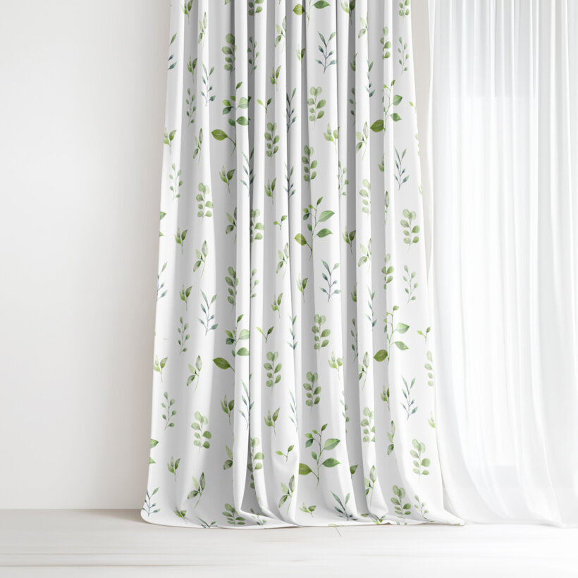 Decoratief gordijn Luca - Eucalyptus blaadjes