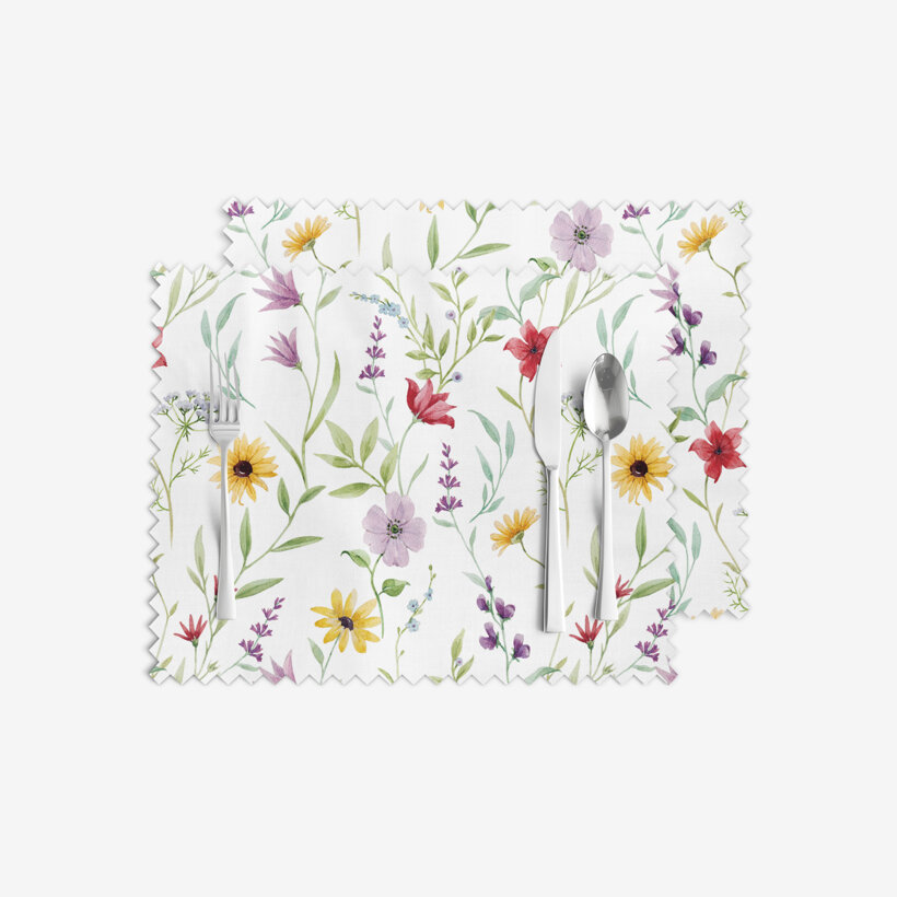 Tafelplacemat teflon - Kleurrijke lente bloemen - set 2 stuks
