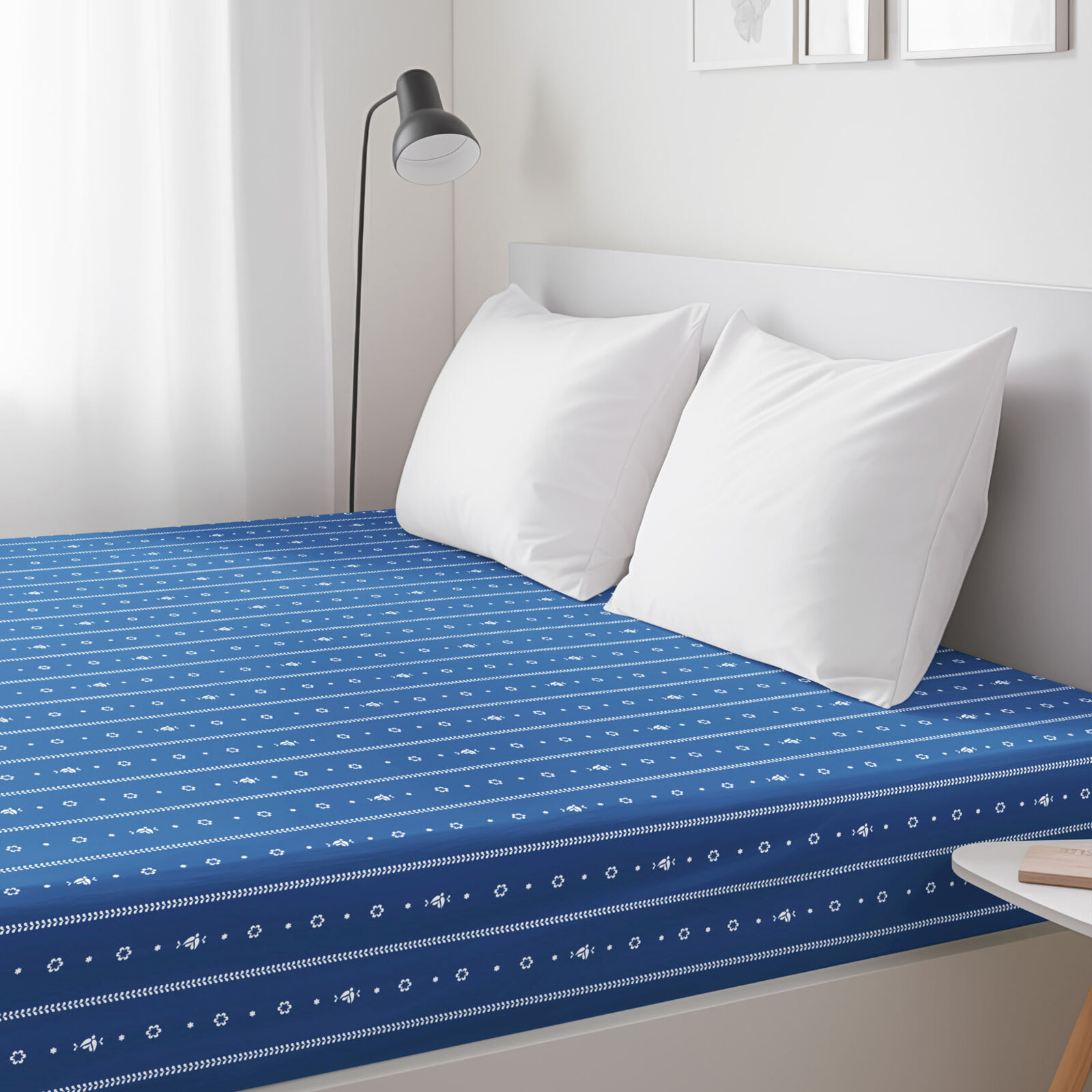 Katoenen hoeslaken - Na mú dušu op blauw