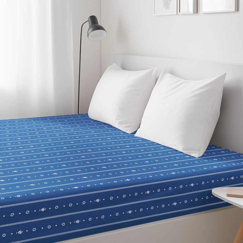 Katoenen hoeslaken - Na mú dušu op blauw