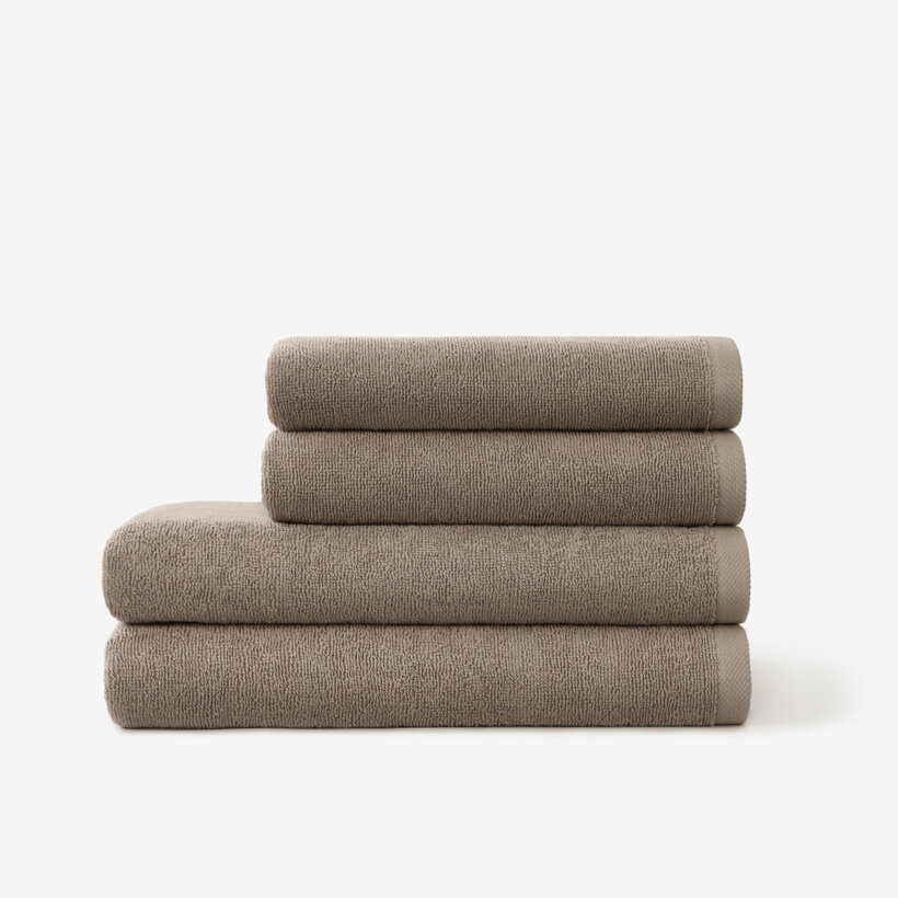 Katoenen badstof handdoek / badhanddoek Soft zonder boord - grijsbruin