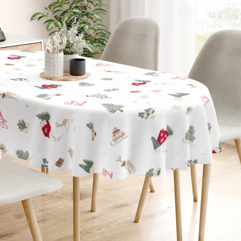 Kerst ovaal tafelkleed van stevig katoen - Tsjechische Kerst