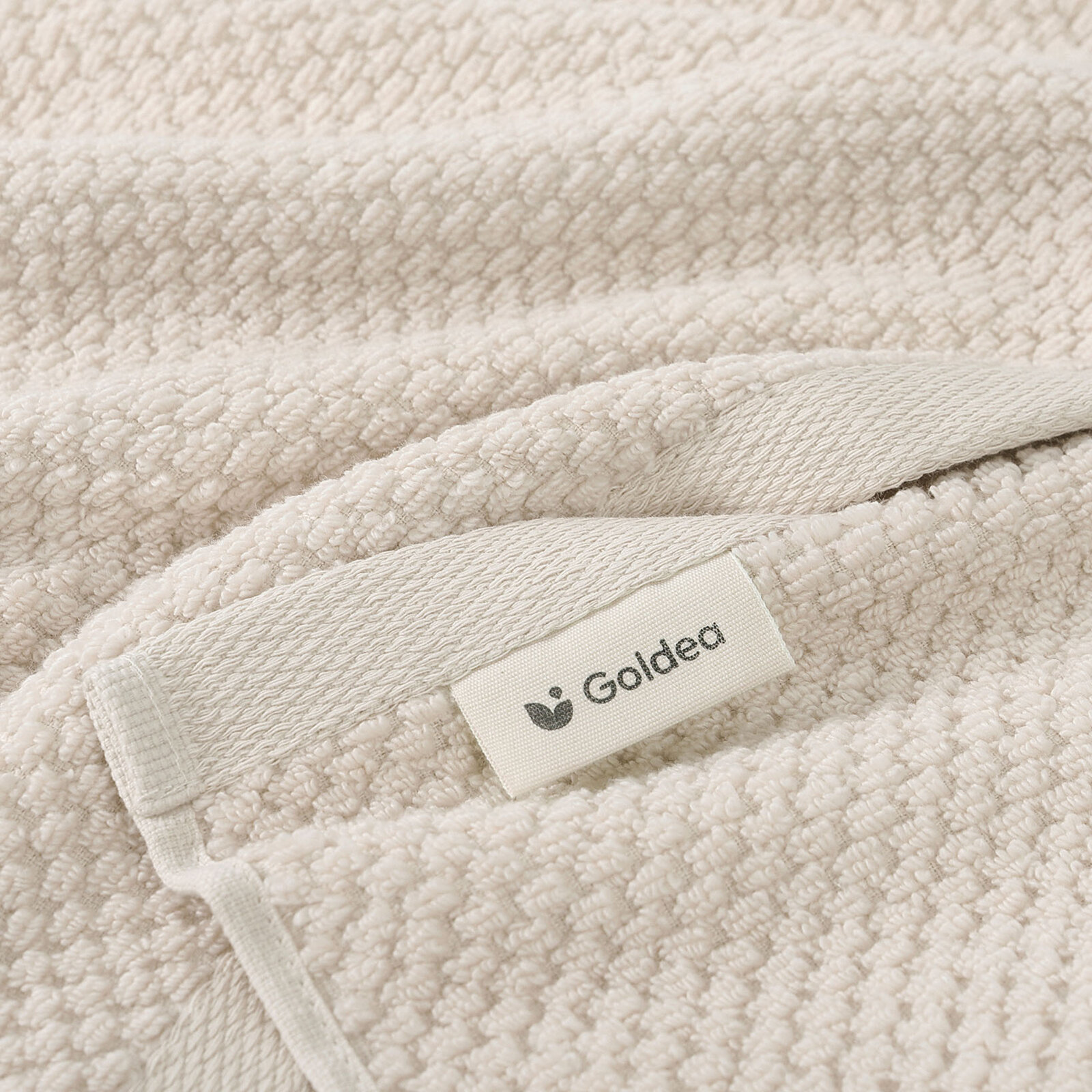 Katoenen badstof handdoek / badhanddoek Micro Pure - amandel