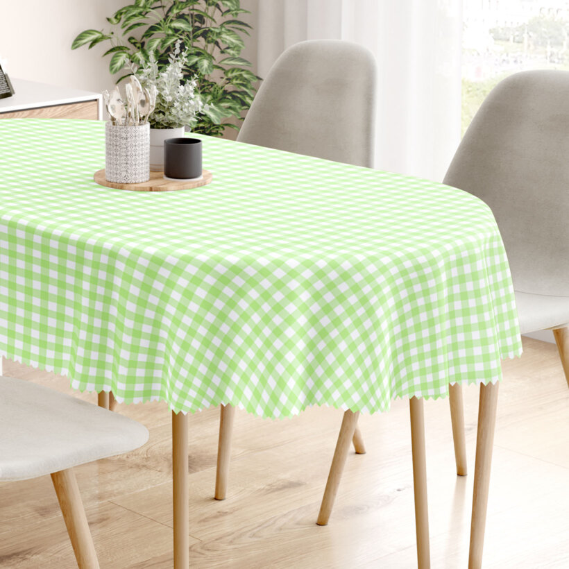 Ovaal teflon tafelkleed - Groene ruitjes