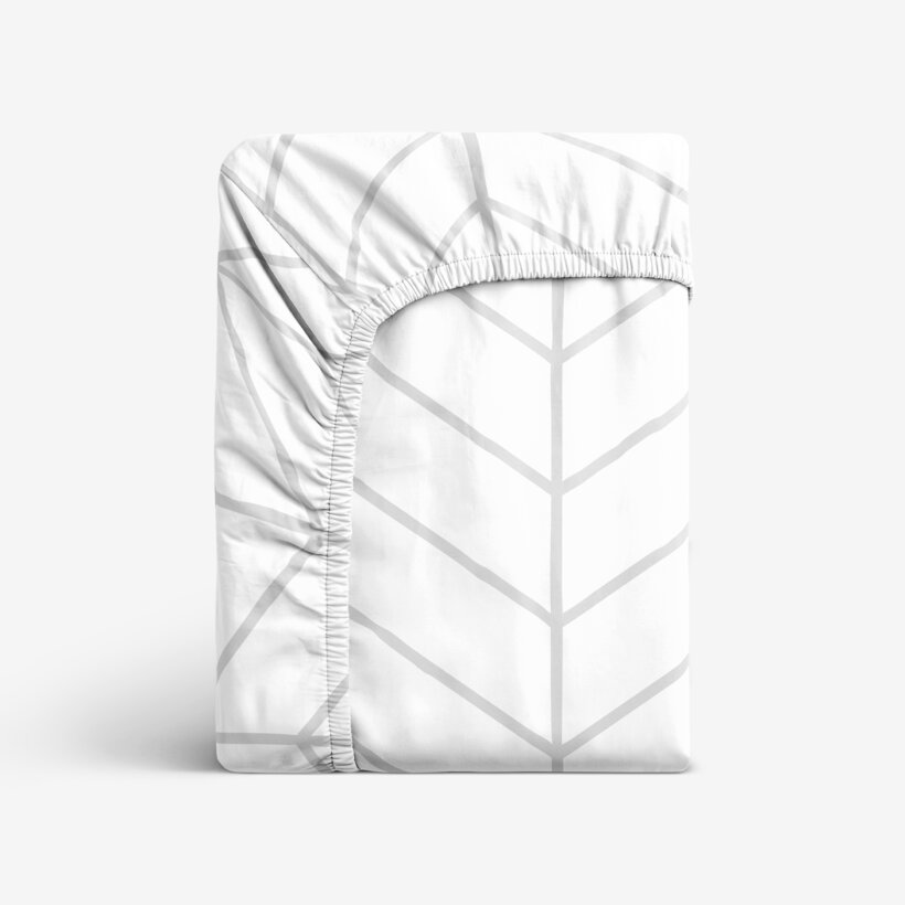 Katoenen hoeslaken - Grijs zigzag op wit