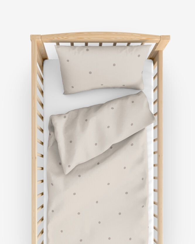 Katoenen baby beddengoed voor het ledikantje - Stippen op beige