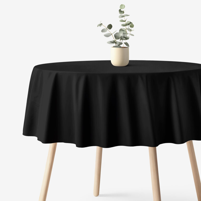 Rond tafelkleed 100% katoen renforcé - zwart
