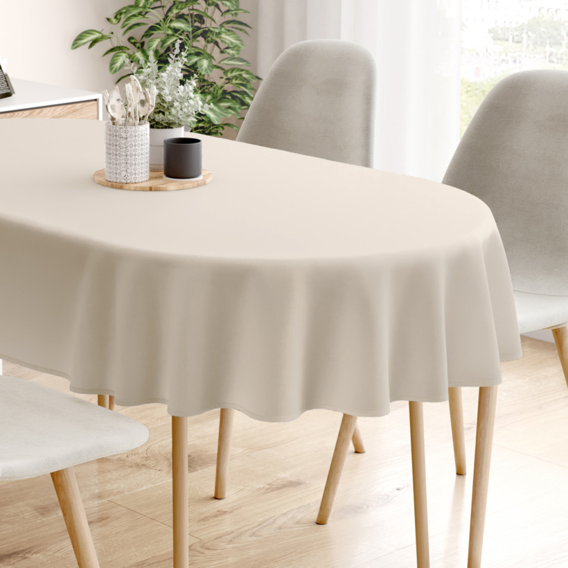 Ovaal tafelkleed 100% katoen renforcé - latte