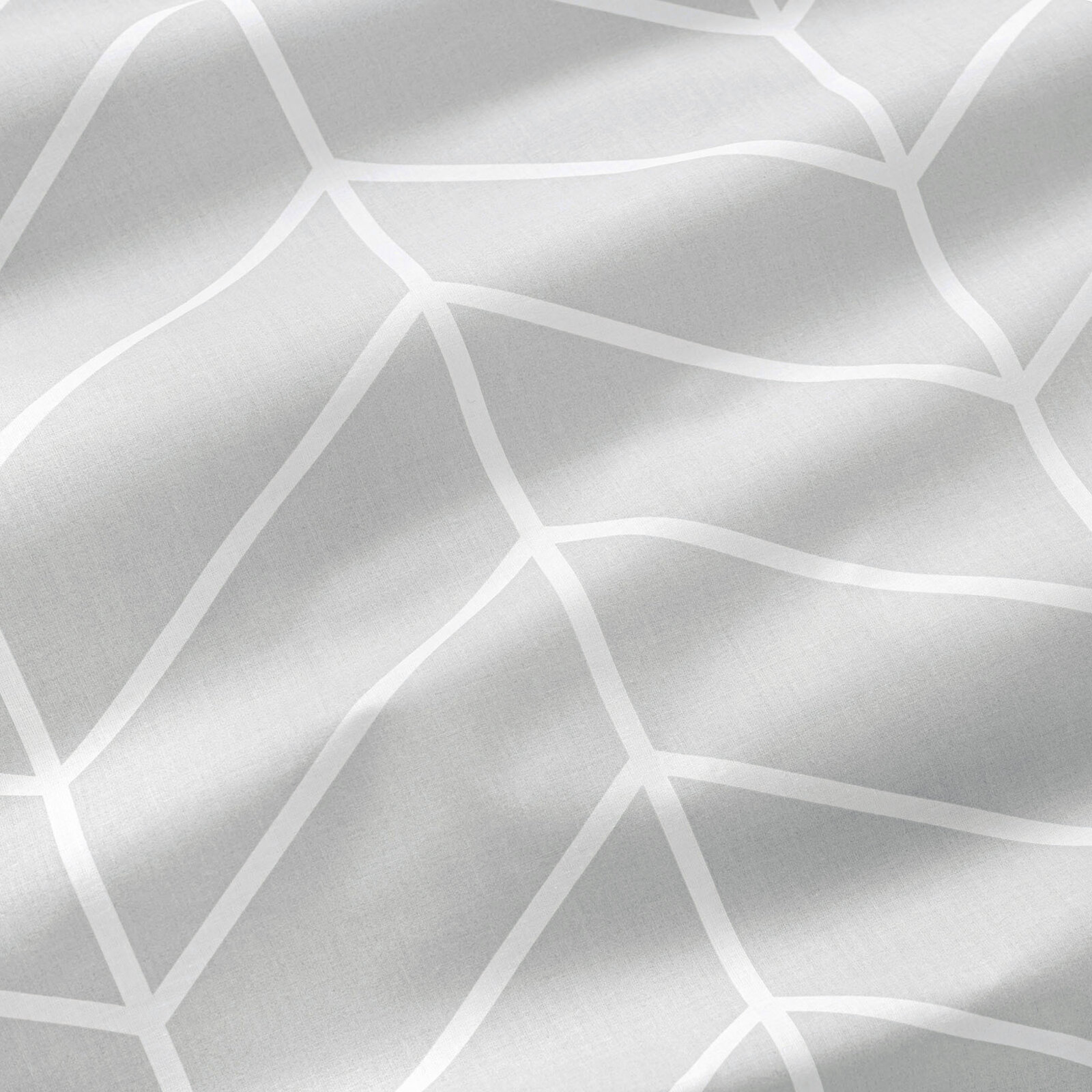 Katoenen hoeslaken - Witte zigzag op grijs