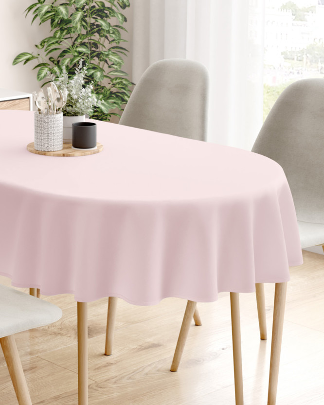 Ovaal tafelkleed 100% katoen renforcé - poederroze