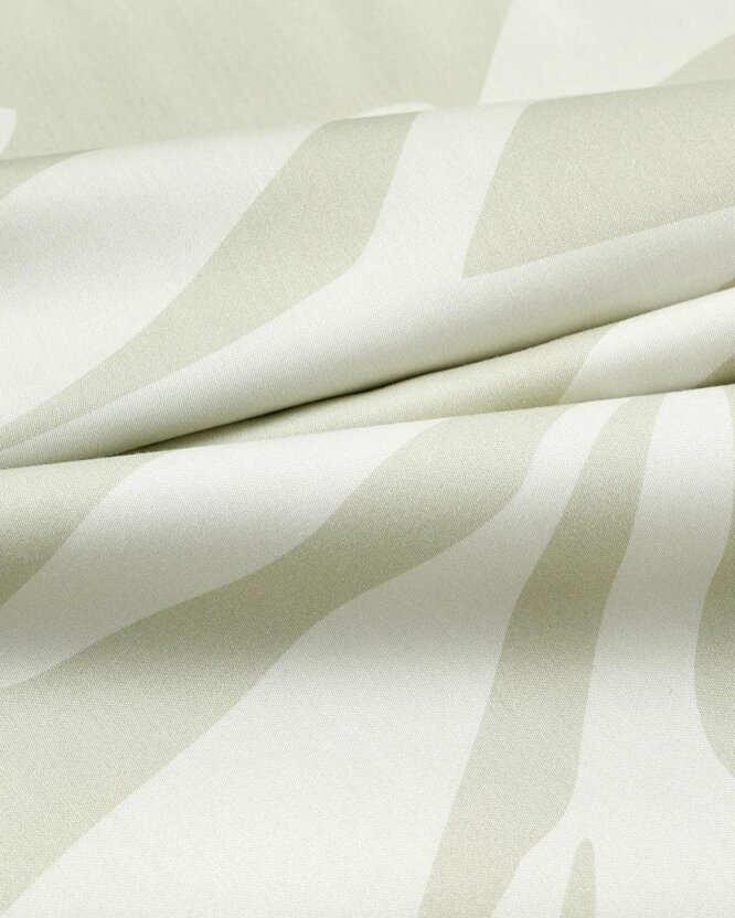 Katoensatijn - Abstracte bladeren op pastelgroen