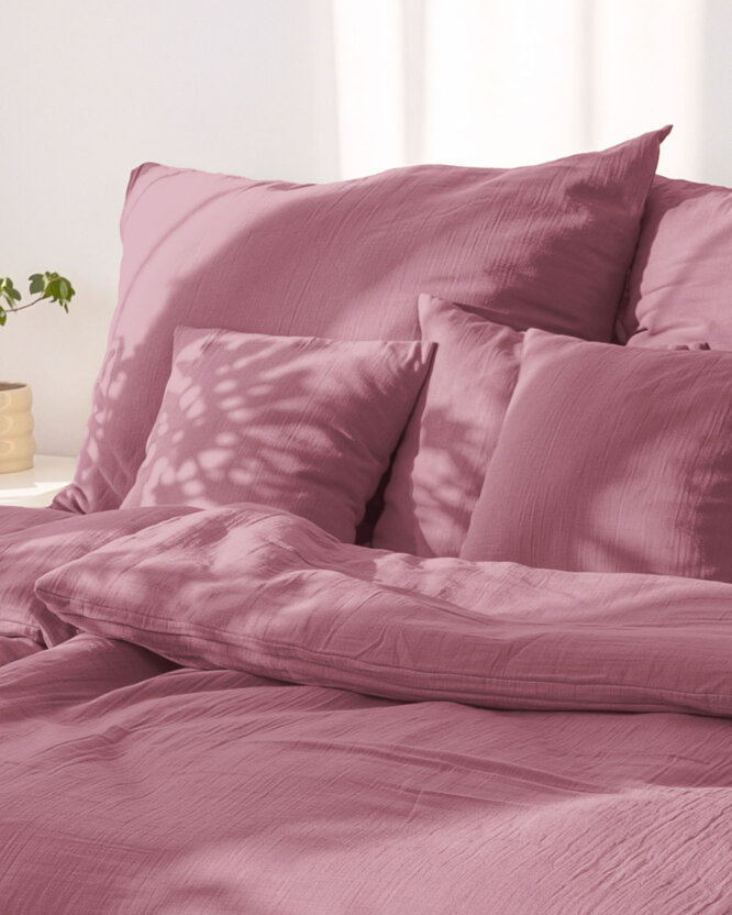 Mousseline beddengoed - pastel bordeaux