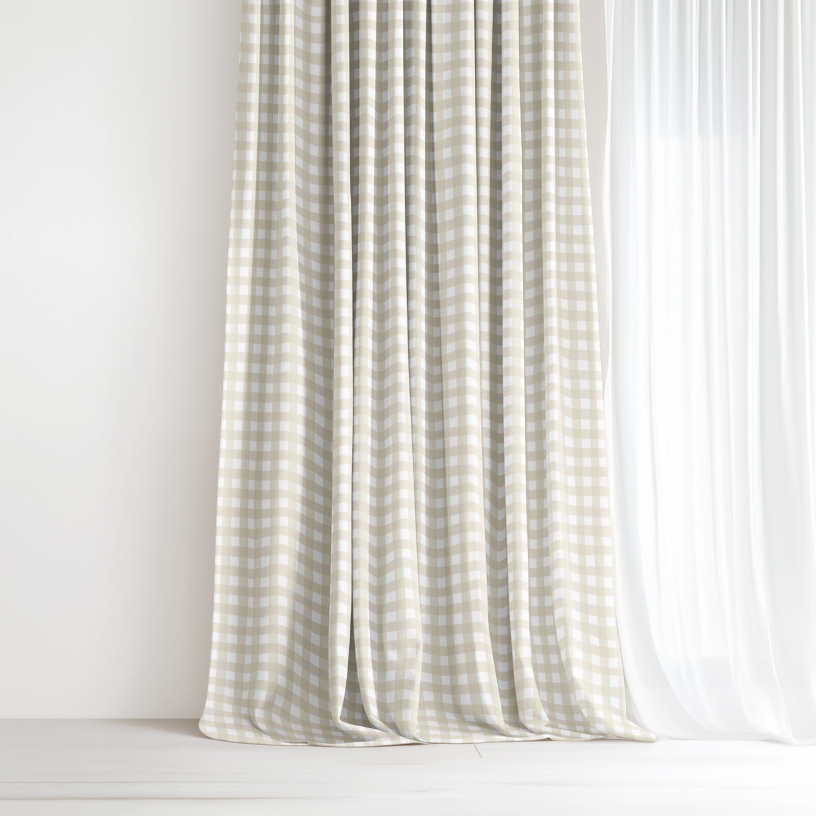 Decoratief gordijn Luca - Beige blokjes