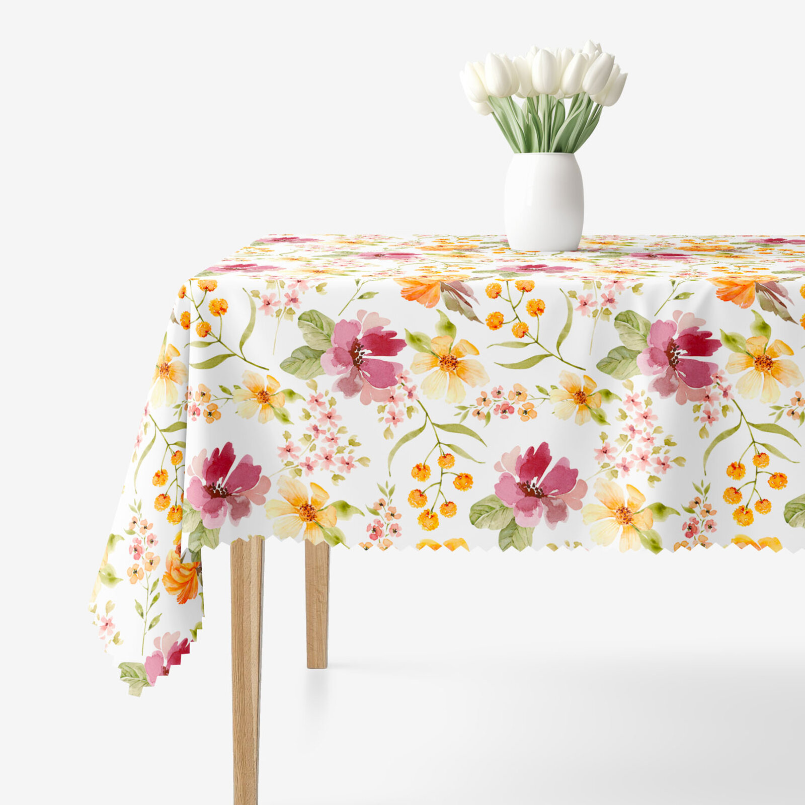 Hoekig teflon tafelkleed - Bloemen van hibiscus