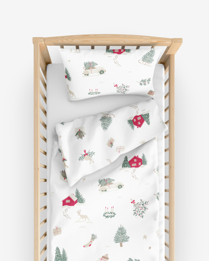 Kerst katoenen beddengoed voor een babybedje - Traditionele Kerst (buitenland)