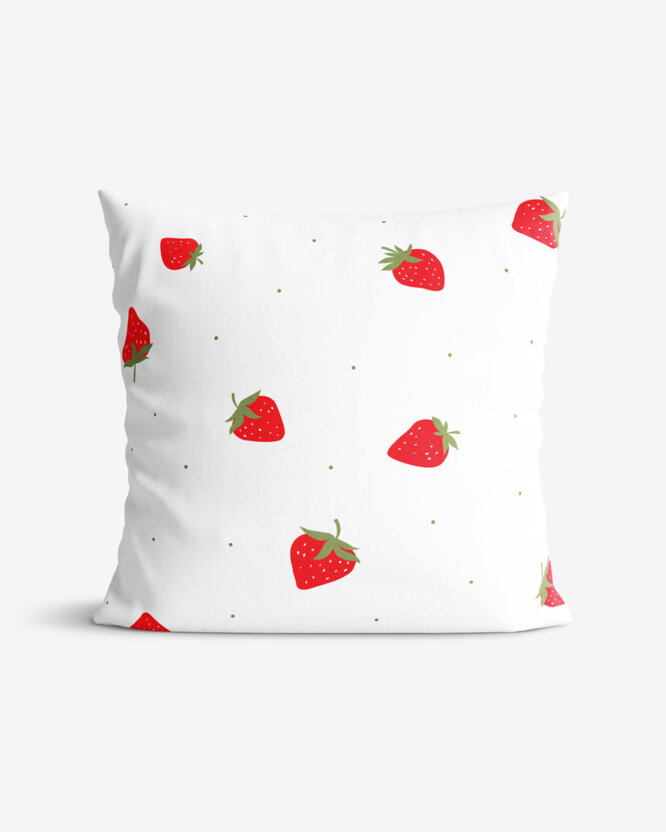 Katoenen kussensloop - Frisse aardbeien