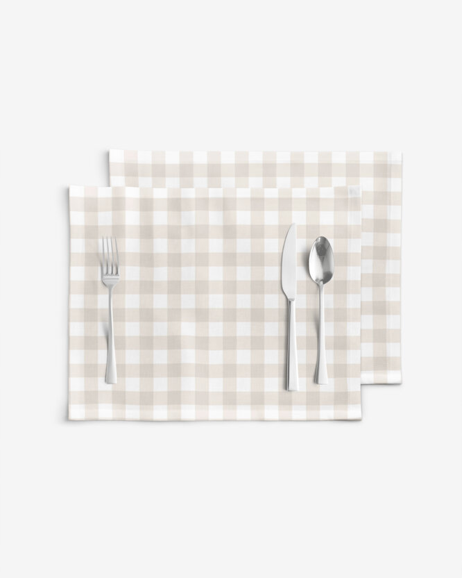 Placemat voor op tafel 100% katoen renforcé - Latte ruitjes - set van 2 stuks